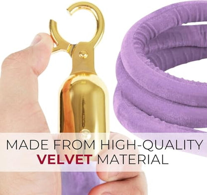 6PCS Light Purple Velvet Rope - 5FT Elegant Rope for Stanchion Barrier VIP Events Crowd Control Safety Divider for Red Carpet Weddings Parties and Special Occasions Durable and Stylish Design - size: 6PCS Light purple