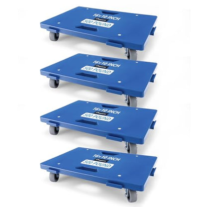 Nellyke Furniture Dolly, 4 Pack Dollies with Wheels,16'' X10'' Small Flat Dolly with 500LBS Large Capacity, Furniture Movers with Wheels Heavy Duty, Connectable and Portable, Blue - color: Blue, size: 4 Pack - Small