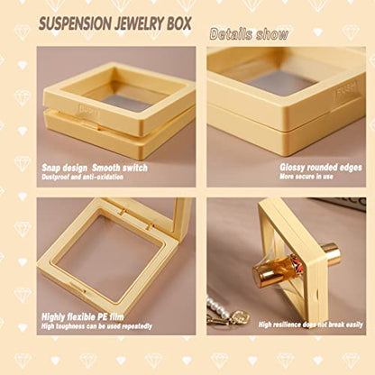 12 PCS Packaging Box 3D Floating Frame Display Stand, Packaging Display Box, Transparent Window Jewelry Case, Jewelry Gift Box, Storage Case，PE Film Anti-oxidation (Off White) - color: Off White