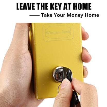 Winners Bank for Gambler, Pocket Size Casino Box with Lock, Yellow - color: Yellow