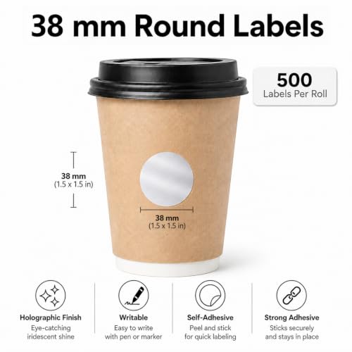 Round Metallic Silver Thermal Label 1.5 Inch Vinyl Sticker 500 PCS - color: Matte Silver, size: 1.5 × 1.5 Inch