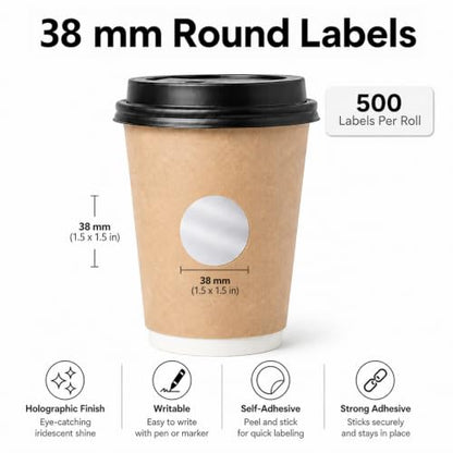 Round Metallic Silver Thermal Label 1.5 Inch Vinyl Sticker 500 PCS - color: Matte Silver, size: 1.5 × 1.5 Inch