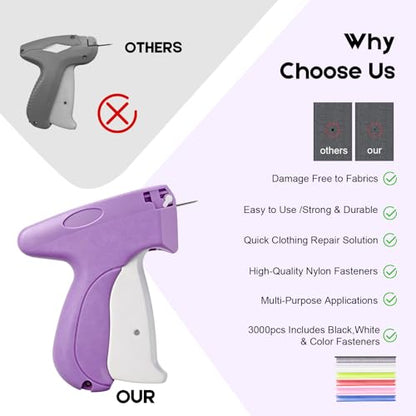 Stitch Gun for Clothes, Handheld Quick Clothing Fixer - color: Purple
