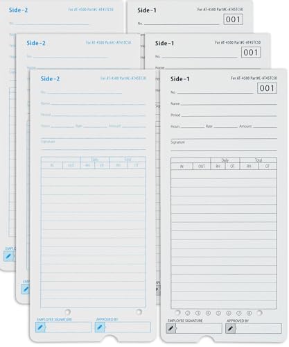 AT-4500 Time Cards, 300 Count, 6 Packs of 50, Double-Sided