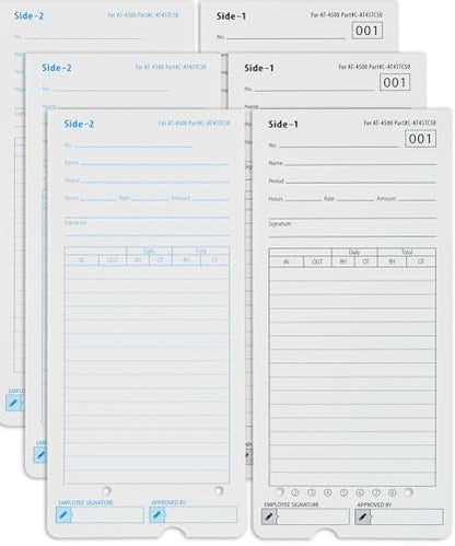 AT-4500 Time Cards, 300 Count, 6 Packs of 50, Double-Sided