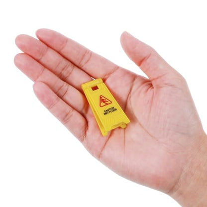 TIESOME 12Pcs Yellow Mini Caution Wet Floor Signs, Double Sided Safety Warning Sign Mini Traffic Sign for Indoor Outdoor Use