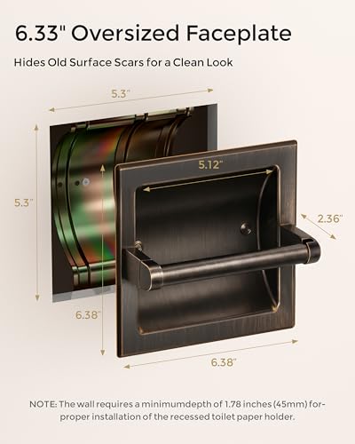 Recessed Toilet Paper Holder Wall Mounted Oil Rubbed Bronze - color: Oil Rubbed Bronze