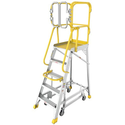 4-Step Aluminum Rolling Platform Ladder 375 LBS Anti-Slip Platform (5 Step) - size: 5 Step