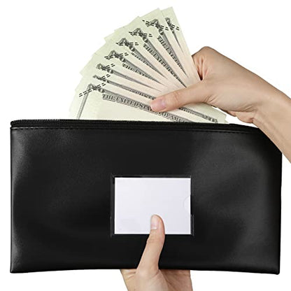Reginary 30 Pieces Money Bank Bag with Zipper Pouch for Cash, Black - color: Black