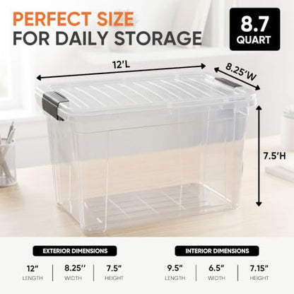 Superio 8.7 Quart Clear Plastic Storage Boxes with Lids, Stackable Organizer Containers, BPA-Free Storage Bins for Home, Office, School & Dorm, 2 Pack - size: 8.7 Quart