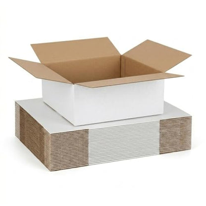 CRUGLA 12x12x6 Shipping Boxes 15 Pack, White Corrugated Cardboard Boxes with Side-Lock and Pre-Applied Double-Sided Tape, Easy Assemble Packing Mailer Boxes for Small Business Shipping - size: 12x12x6 Inch 15 Pack
