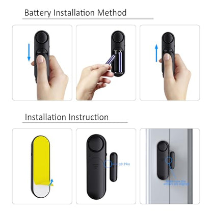 Window & Door Alarm When Opened 2-Pack for Kids Safety/Home Security, Black - color: Black