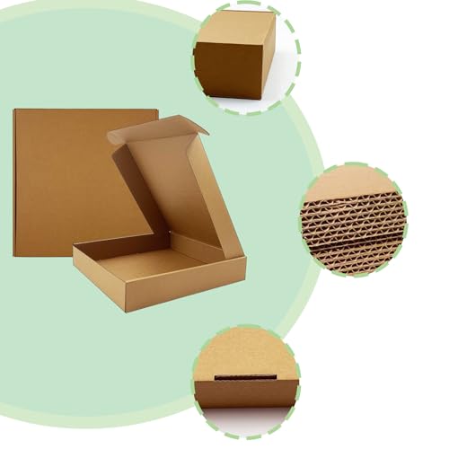 11x11x2 inch Shipping Boxes 20 Pack, Brown Corrugated Cardboard Mailer Box - size: 11" x 11" x 2"