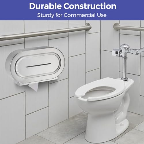 Stardrix Stainless Steel Twin Jumbo Toilet Paper Dispenser Wall Mount, 9" Commercial Double Roll Holder, Industrial Tissue Dispenser with Key Lock, Satin Finish - color: Satin Finish