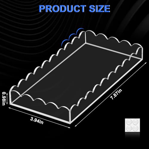 Acrylic Bathroom Vanity Tray 7.9", Soap Dispenser Decorative Scalloped Tray - color: Clear - Small