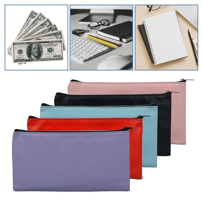 1 Pack Money Bag with Zipper, 11 x 6.1 Inch Cash Pouch, Multi-Purpose Bank Bag for Cash, Checks, Documents & Cosmetics (Light blue) - color: Light blue