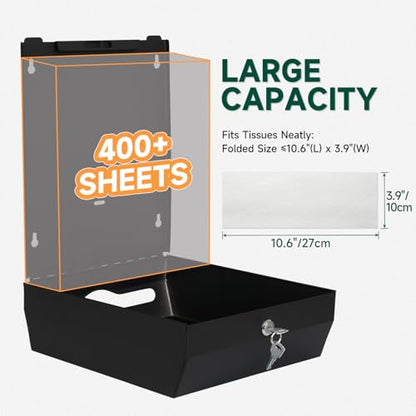 anydry Commercial Paper Towel Dispenser Wall Mount 400-Sheet Capacity Matte Black Stainless Steel Lockable Fits Multifold/Z-Fold Towels (Folded Size ≤ 10.6" x 3.9") - color: Fingerprint-resistant Matte Black