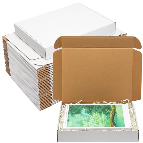 Wowxyz Shipping Boxes 12x9x2" 30 Pack White Corrugated Cardboard Box Mailer - size: 12x9x2"