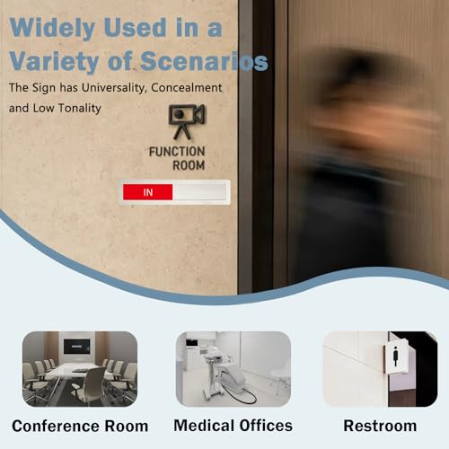In/Out Sign - Slider Door Indicator, 7'' x 1.5'' - Stainless Steel, Silver - color: In/Out