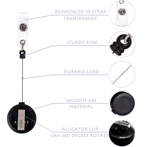 QREEL Badge Reel, ID Badge Holder Retractable Clip, Black, 10 Pack - color: Black, size: 10 Pack