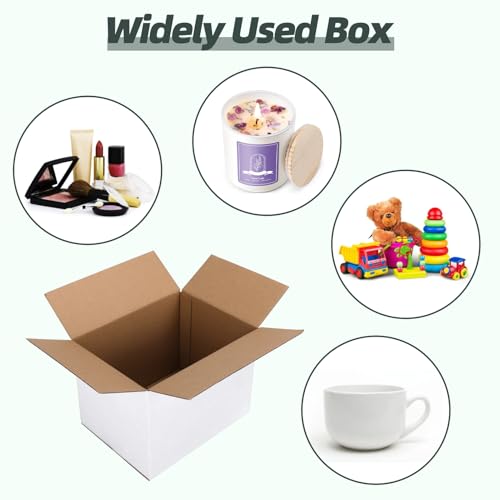 CRUGLA 8x6x6 White Shipping Boxes Set of 6, White Corrugated Cardboard Boxes for Small Business Shipping Mailing Packing - size: 8x6x6 Inch 6 Pack