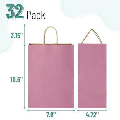 Mr. Pen- Paper Gift Bags with Handles, 32 Pack, 7.6" x 4.7" x 10.6" - color: Light Pink, size: 32 Pack