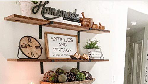 Heavy-Duty Shelf Brackets - Premium Construction Grade 1/4" (6mm) Thick Steel - Matte Black Iron Finish for Modern Farmhouse Rustic Open Shelving w/ Hardware, 4-Pack - (L Bracket w/ Lip, 7.25" x 6") - size: 7.25" x 6", style: L Bracket w/ Lip