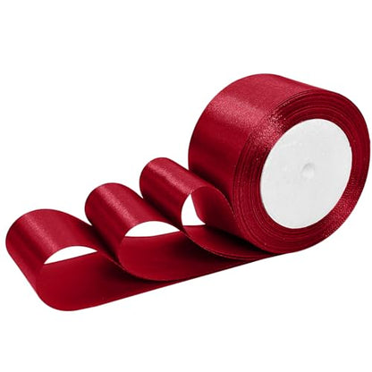 Luomorgo 2 Inch Satin Ribbon, 25 Yards, Burgundy - color: Burgundy, size: 2 inch x 25 yards