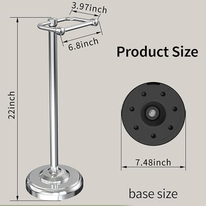Toilet Paper Holder Stand, Toilet Paper Holder Free Standing,Post Pivoting Design & Stable Weighted Base SUS304 Stainless Steel for Bathroom (Chrome) - color: Chrome