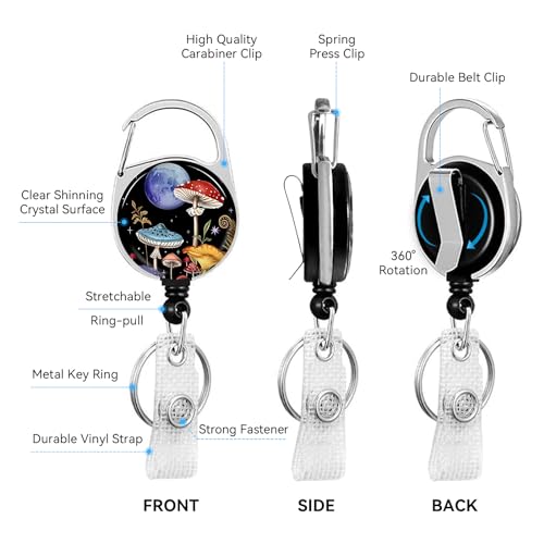 2 Pack Mushroom ID Badge Holder with Clip Badge Reels - color: 2 Pack-mushroom