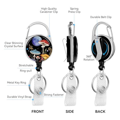 2 Pack Mushroom ID Badge Holder with Clip Badge Reels - color: 2 Pack-mushroom