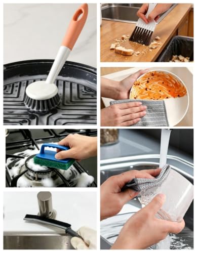 Popcorn Machine Cleaning KitAccessories-16Pcs Multi-Functional Cleaner Set, with Long-Handled Brush,Crevice Brush & Oil-Absorbing Cloth for deep Cleaning Popcorn Machines, Range Hoods, ovens