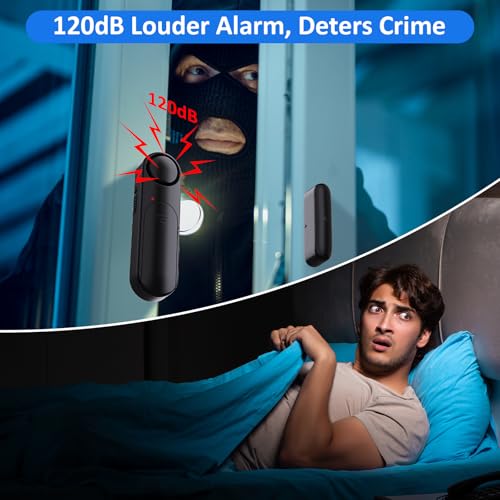 Window & Door Alarm When Opened 2-Pack for Kids Safety/Home Security, Black - color: Black
