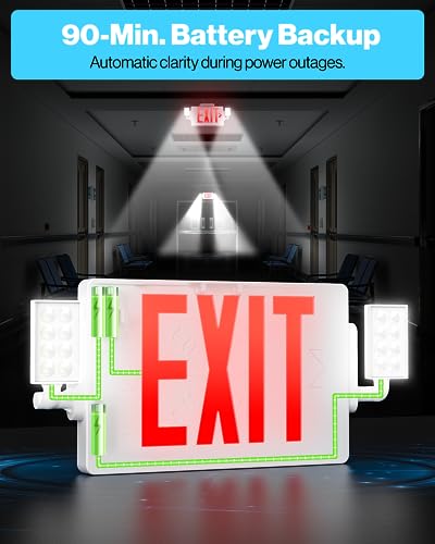 Sunco 6 Pack Red Exit Signs with LED Emergency Lights & Backup Battery - color: White