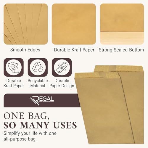 RJ Displays 100 Pack Brown Kraft Paper Merchandise Tote Bags | Small Paper Gift Shopping Bags Bulk for Magazines, Books, Party Favors, Retail Sales Tote Bags for Packaging 4" x 6" Inch (Brown) - size: 4" x 6"