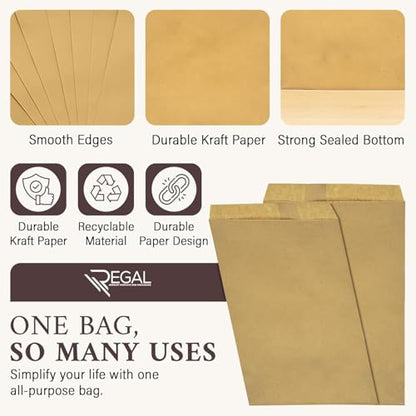 RJ Displays 100 Pack Brown Kraft Paper Merchandise Tote Bags | Small Paper Gift Shopping Bags Bulk for Magazines, Books, Party Favors, Retail Sales Tote Bags for Packaging 4" x 6" Inch (Brown) - size: 4" x 6"