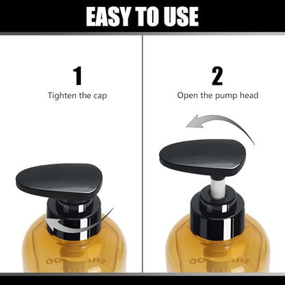 Soap Shower Dispenser, YACEYACE 3Pcs 16.9oz Soap Dispenser Bottles Set - color: Clear Amber