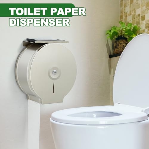 Mifoci 2 Pcs Commercial Jumbo Toilet Paper Dispenser with Shelf, Silver