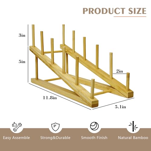 3 Pcs Wood Book Display Stand, 5-Tier Tabletop Bookshelf & Magazine Rack - color: Natural-3 Pcs