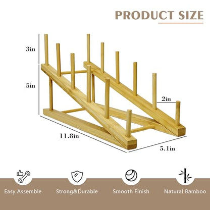 3 Pcs Wood Book Display Stand, 5-Tier Tabletop Bookshelf & Magazine Rack - color: Natural-3 Pcs