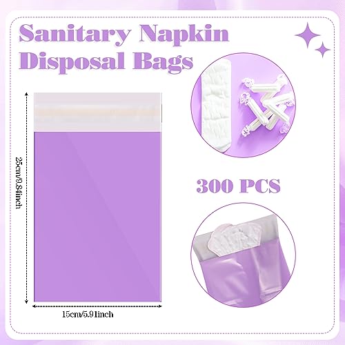 Fulmoon 300 Pcs Sanitary Napkin Disposal Bags for Tampons Pads, Purple - color: Purple