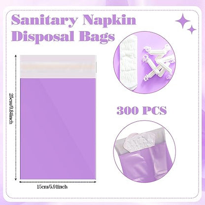 Fulmoon 300 Pcs Sanitary Napkin Disposal Bags for Tampons Pads, Purple - color: Purple