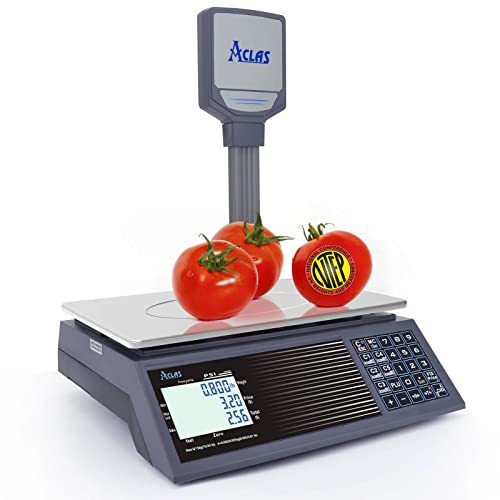 NTEP Certified Price Computing Scale with Pole Legal for Trade Commercial Price Scale 30lb 0.01lb Commercial Retail Scales w/LCD Dual Screen Displays for Food, Meat, Deli, Fruit Market - size: 30 lb, with Pole
