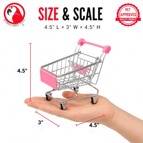 Bonka Bird Toys 2297 Mini Shopping Cart Steel Bird Toy for Small Birds - color: Light Blue