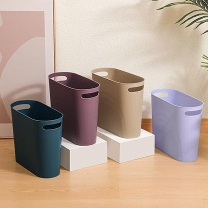 rejomiik Small Bathroom Trash Can, 3.5 Gallon Slim Garbage Can, Khaki - color: Khaki, size: 1 pack