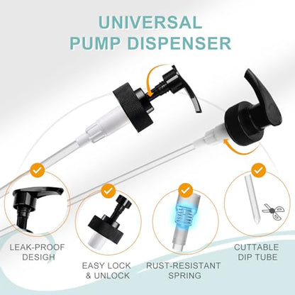 Gallon Pump Dispenser, Fits Most 1 Gallon Jugs and Containers 38/400 Snow Cone Syrup Pump Lid Top Replacement for Sanitizer, Lotion, Shampoo, Conditioner (Balck - 6 Pack) - color: Balck-6pcs