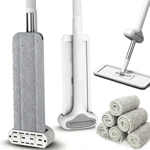360 Hands-Free Self Wringing Floor Cleaning Mop, Flat Mop - color: White