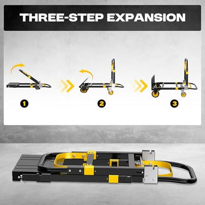 Folding Hand Truck, 600 lbs Heavy Duty 3-in-1 Convertible Dolly Cart - color: Black-3