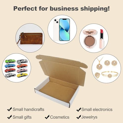 6x4x1 Shipping Box Small White Boxes for Gift Mailing Packaging Packing, Corrugated Cardboard Mailer Flat Literature Mailers for Small Business, 25 Pack - size: 6x4x1", style: White-25 Pack
