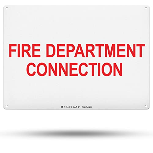 TRADESAFE Fire Department Connection Sign - FDC Wall Signs, Quick Install Aluminum Safety Sign, Light Reflective, UV-Resistant, Waterproof, 14” X 10” Fire Safety Signs For Business - style: Fire Department Connection